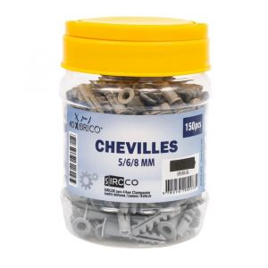 Lot de 150 Chevilles 5/6/8 mm avec Boîte de Rangement – Fixation Béton, Brique & Placo