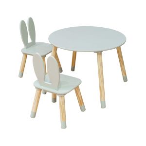 Table et 2 chaises pour enfants Rebecca Mobili Milicia 44x60x60 mdf Pin Vert Aqua Marron ensemble 3 pcs