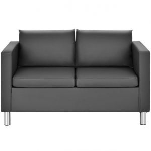 Canapé deux places Coast - 120x60x62.5 cm - Cuir - Gris