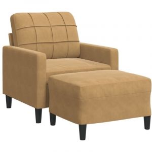 VidaXL Fauteuil Avec Repose-Pied Marron 60 Cm Velours