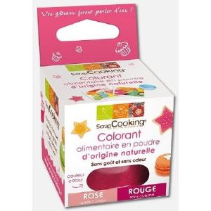 Scrapcooking Colorant alimentaire en poudre d'origine naturelle (rose après cuisson / rouge sans cuisson)