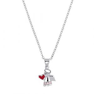 Amor Kette mit Anhänger für Mädchen, 925 Sterling Silber, Zirkonia synth. | Engel/Herz Ketten 1 ct Damen (39.99 € / 1 ct)