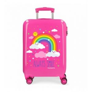 Movom. Valise de cabine Movom Rainbow Always Smile rigide fuchsia -38x