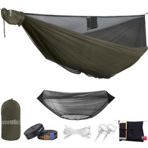 Onewind Hamac De Camping De 335 Cm Avec Moustiquaire, Hamac Double Ultraleger En Nylon Ripstop Avec Sangles D'arbre, Hamac Portable