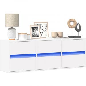 VidaXL Meuble tv mural avec lumi&egrave;res led blanc 130x31x45 cm