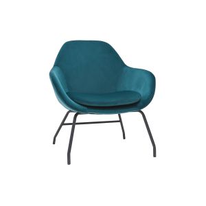 Image de Miliboo Fauteuil en tissu velours bleu pétrole MAYNE