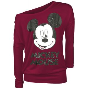 T-shirt manches longues Disney de Mickey & Minnie Mouse - Clin D'Œil - XS à 5XL - pour Femme - rouge