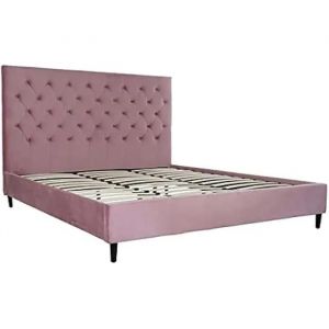 Lit - Dkd Home Decor - Standard - Rose - 2 Places - Bois Et Métal - Dimensions 187x210x137 Cm