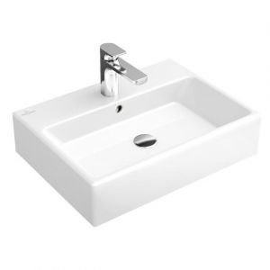 Image de Villeroy & Boch Memento, Lavabos muraux, 500 x 420 mm, Rectangulaire, pour robinetterie à 3 trou s, troude robinetterie central percé,avec trop-plein, En porcelaine