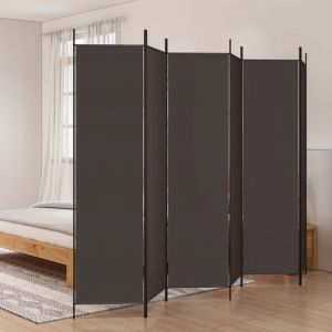 VidaXL Cloison de séparation 6 panneaux Marron 300x200 cm Tissu