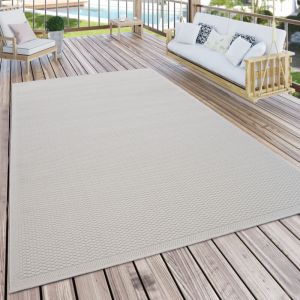 Paco Home - Tapis Ext&eacute;rieur Terrasse Et Balcon Tapis Cuisine Monochrome Moderne Cr&egrave;me Beige 200x280 cm