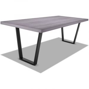 Table de salle à manger en bois et métal - pieds noirs trapézoïdaux - 160x90 cm