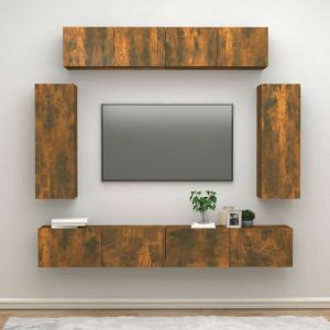 VidaXL Ensemble de meubles TV 6 pcs Chêne fumé Bois d'ingénierie