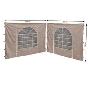 2 panneaux latéraux avec fenêtre en pvc et fermeture éclair 300 x 193 cm beige