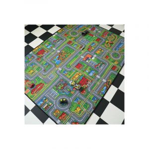 Décoweb Tapis de jeu enfant - Circuit de voiture - Ville - 145 x 200 cm
