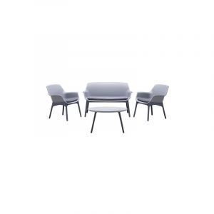 Salon de jardin extérieur canapé table basse 2 fauteuils Luxor Lounge Couleur: Marron