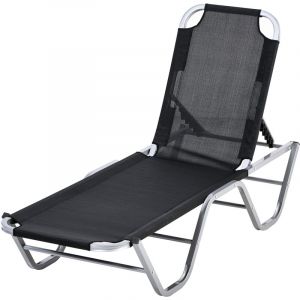 Image de Outsunny Bain de Soleil transat Design Contemporain Dossier inclinable Multi-Positions alu textilène Noir