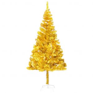 VidaXL Sapin de Noël artificiel avec support Doré 240 cm PET