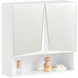 Sobuy BZR94-W Meuble Haut de Salle de Bain Meuble Mural Armoire Suspendue Placard de Rangement Toilettes avec 2 Portes e