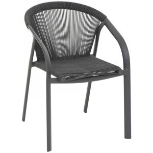 Hesperide Fauteuil de jardin empilable Riu anthracite & graphite en aluminium traité en epoxy - Anthracite / graphite