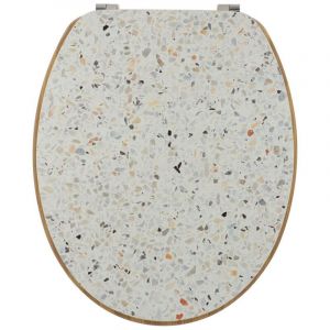 Tendance Abattant WC en Bois déco Terrazzo avec Kit fixation en Acier Inoxydable