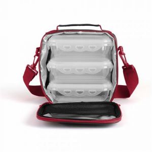Livoo Set sacoche lunch box SEP126R, Isotherme pour conserver vos aliments 6h au frais, avec 3 tupperware hermétiques de 580 ml