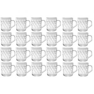 Lot de 24 tasses en verre effet diamants - Transparents Contenance 24,6 cl Enti&egrave;rement en verre - Livraison gratuite