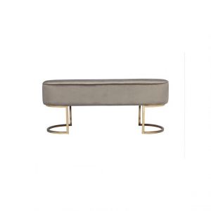 Prix Banc Design en Velours At a 105cm Taupe & Or