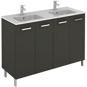 Meuble 4 portes Ancoflash Color avec plan double vasque céramique Anthracite 120cm