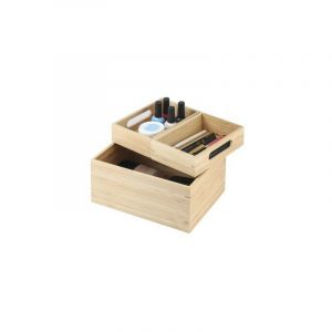 MSV Boite Organisateur polyvalent 3 compartiments empilables Bambou ISALYS Beige