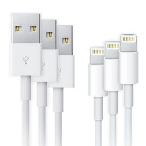 Image de 3 x Câble Lightning vers câble USB 1 mètre Blanc