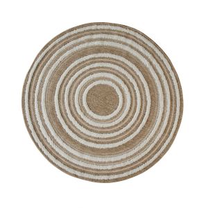 The Deco Factory Tapis rond effet jute motifs en relief blanc diamètre 70