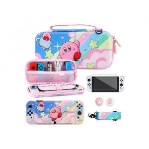 Housse Kirby Nintendo Switch/OLED + Film Protection & Accessoires : Transportez Votre Console avec Style et Sécurité!