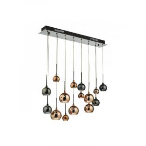 L inaire Center Suspension Aurelia chrome noir poli et multicouleur 15 ampoules