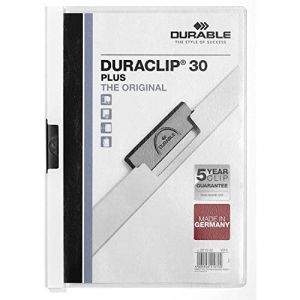 Durable 221302 Duraclip 30 Plus Lot de 25 Chemises à Clip A4 Blanc