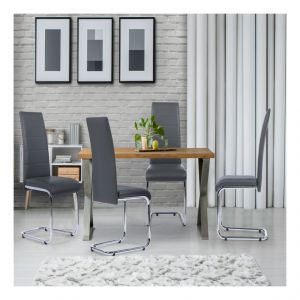 Idmarket ID MARKET - Lot de 4 chaises Mia grises pour salle &agrave; manger