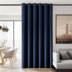 Rideaux Occultants Isolant Thermique, Design Moderne à Oeillets, 1Pièces, Grande Taille, 200x290 cm, Bleu Marine - Bleu Marine - Deconovo