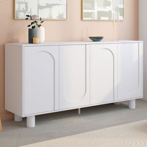 Idmarket Buffet 160 cm ARCHIE 4 portes design arche blanc