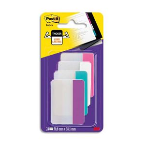 Post-It Blister de 24 Index marque-pages Strong - format large 5 x 3,8 cm - coloris assortis plaisirs