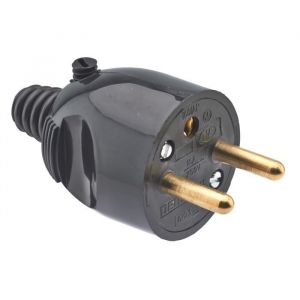 Debflex Fiche m&acirc;le 2P+T 16 A sortie droite &agrave; coiffe noir