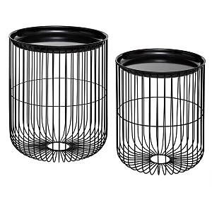 Atmosphera Tables à café filaires noires métal - Lot de 2 - Noir