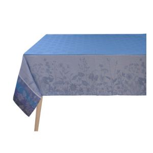 Image de Le Jacquard Français Nappe Instant Bucolique 100% lin Bleu - Couleur Bleu - Taille 175 x 175 cm