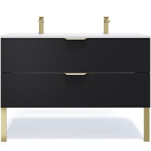 Meuble salle de bain double vasque 120cm 2 tiroirs Noir