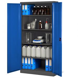 Jan Nowak Armoire de Bureau M&eacute;tallique 4 &eacute;tag&egrave;res t&ocirc;le d'acier rev&ecirc;tement en Poudre 195 cm x 90 cm x 40 cm (Anthracite/Bleu)