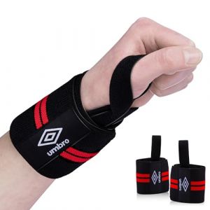 Umbro Supports de poignet - 2 pièces - Pour le fitness, le crossfit et la musculation - Rouge/Noir