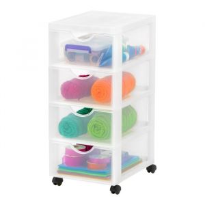 Iris Ohyama Tour de rangement Organisateur plastique 4 tiroirs de 4 L - DDDC-004 - Blanc - L37.5 x P29 x H61.5 cm
