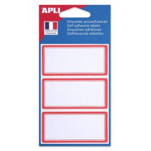 APLI 111949 - Pochette de 24 étiquettes scolaires cadrées rouge, format 34 x 75 mm