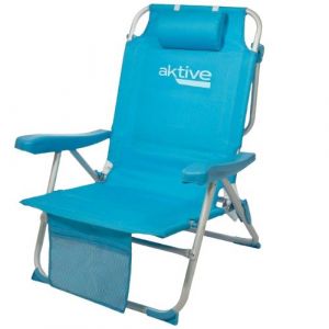 2 Chaises Pliante avec Repose-Tête Aktive 49 x 80 x 58 cm Bleu