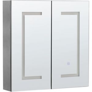Beliani Armoire de Toilette Murale Moderne et Minimaliste led 60 x 60 cm Rangement Noire Mazarredo