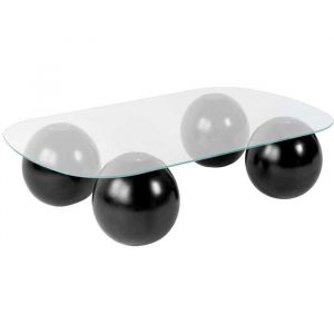 Table basse design 118x75x30 cm en verre trempé et pieds en pu - zao